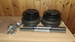 Haltères fonte 32 kg total