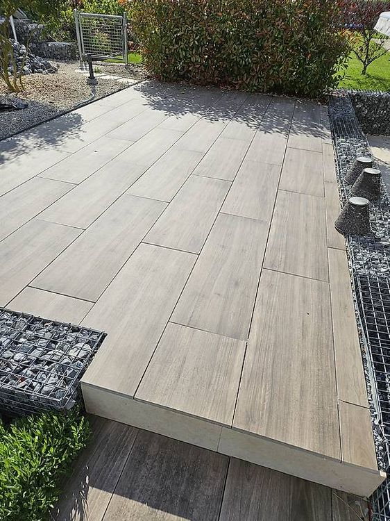 Feinsteinzeug Terrassenplatten Holzoptik Gebraucht In Scherz F r CHF 