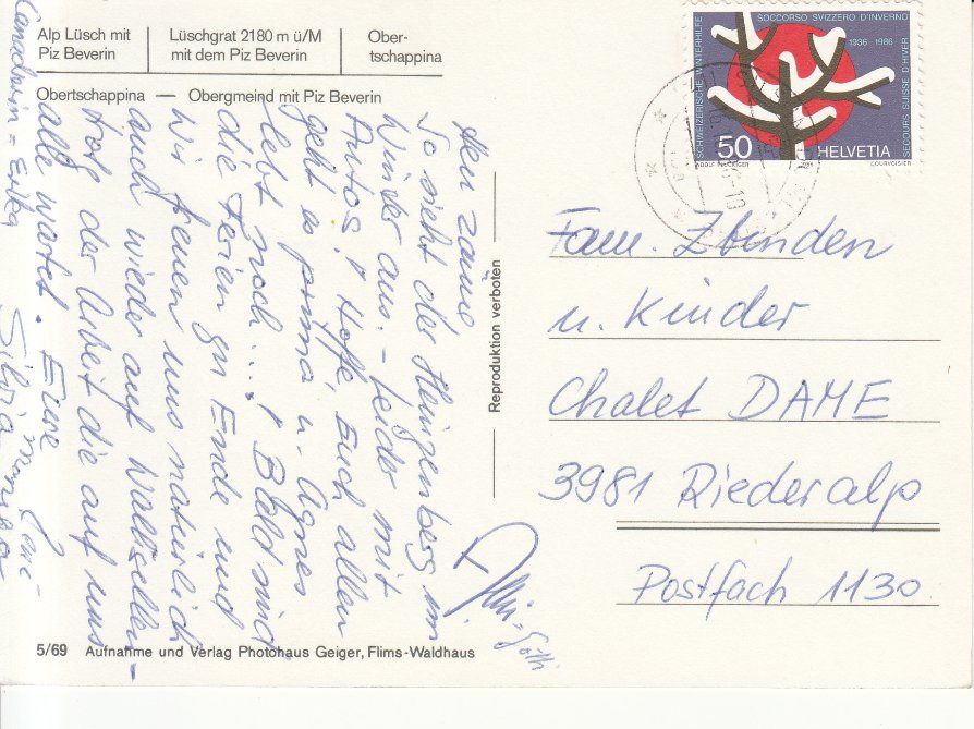 Cartoline postali: Heinzenberg 1986 – Usato da Bürglen TG venduto da StampGraf 1