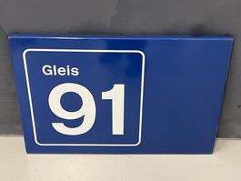 Original SBB Gleisschild Gleis91 aus Stahl emailiert