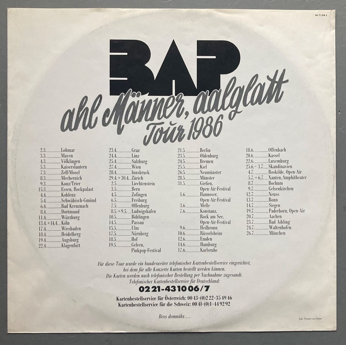 Dischi in vinile: BAP - AHL MÄNNER, AALGLATT – Usato da Poliez-Pittet venduto da Newtown-Records 3