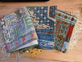 3x Seidenstich Samt Gebetsteppich / Wandteppich 67x99 cm NEU