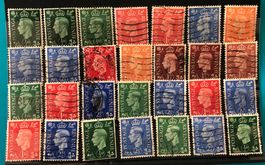 Grossbritannien Briefmarken mit Stempel König Georg VI