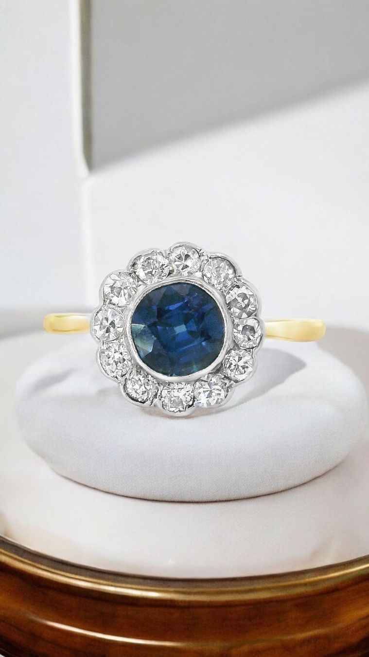 Anelli: Antik Saphir & Altschliffdiamanten Ring – Usato da Embrach venduto da marufa 2