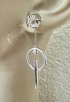Silber Ohrstecker 925 schwebender Zirkonia/ 2 Tragevarianten