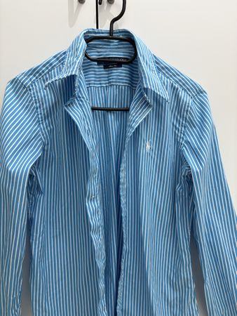 RALPH LAUREN Hemd blau weiss gestreift Slim Fit Grösse 6