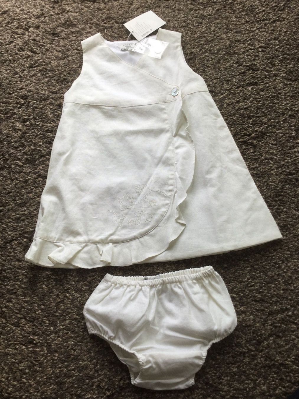 Vestiti & Gonne: Robe bébé blanche + Culotte 55% lin NEUF – Nuovo e nell'imballaggio originale da Agiez venduto da chouchanelle 3