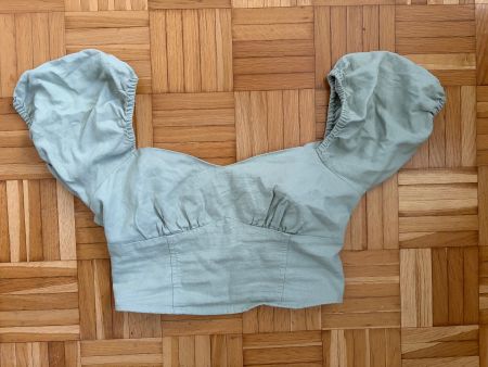Sommer Bluse mit Puffärmeln, Mintgrün, Grösse 36