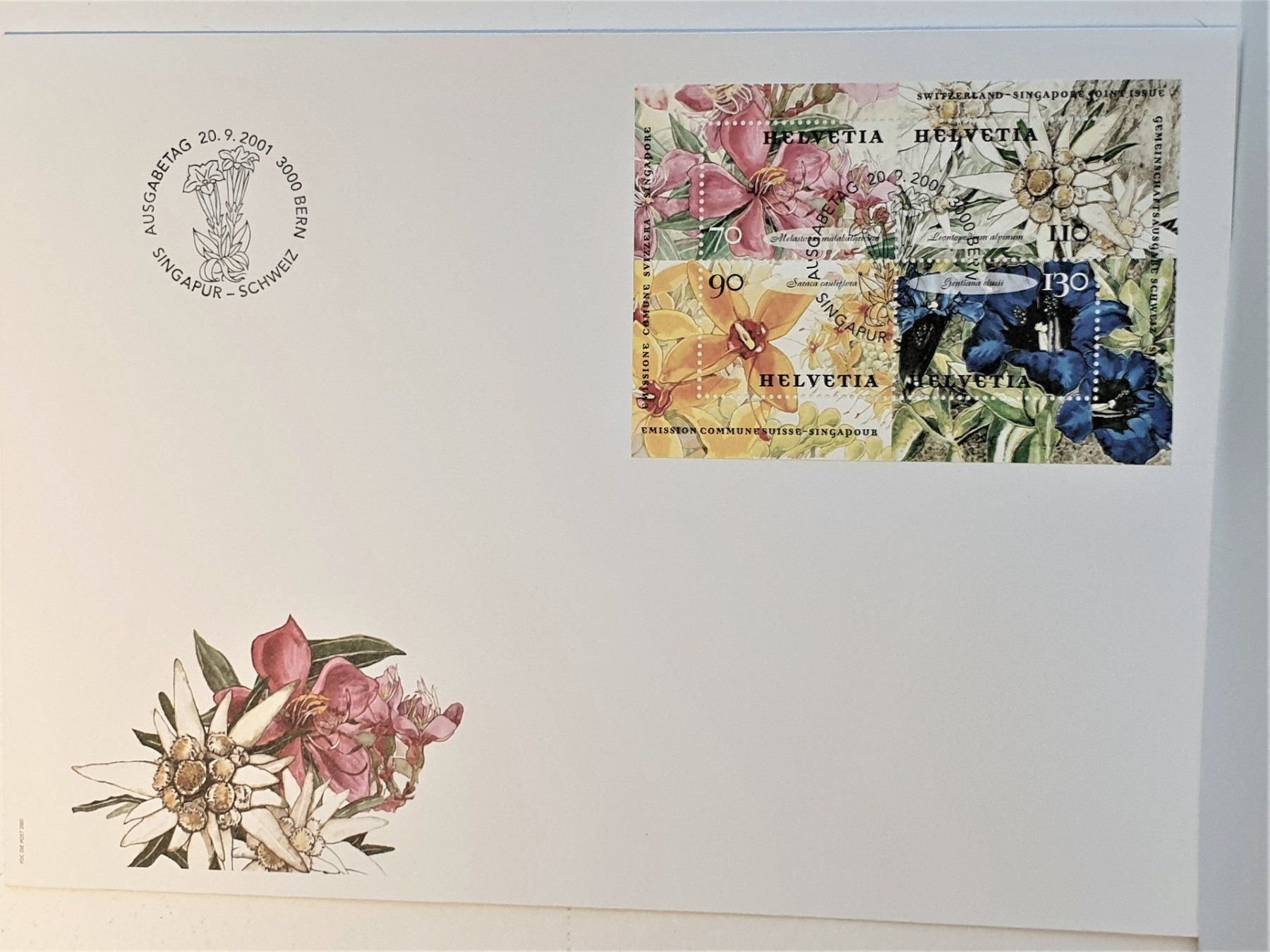 Tutti i francobolli: (184)  2001 Singapur-Schweiz "Blumen" – Usato da Schwarzhäusern venduto da Inot3 2