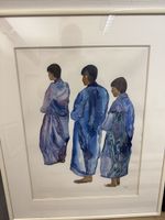 Aquarell "Drei Menschen" von C. Hubene - Top