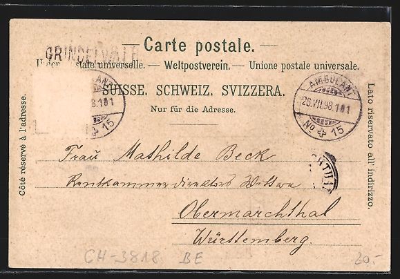 Ansichtskarten: Litho Grindelwald / Berner Oberland, Hot – Gebraucht aus Berlin von bartko-reher 1