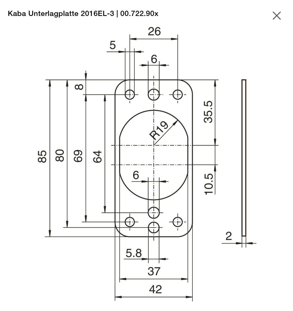 Kaba Schlösser: Kaba Unterlagplatte 2016EL-3 – Neu und originalverpackt aus Lodrino von Stema 1