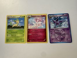 Lot de 3 cartes Pokémon Leafeon Sylveon Espeon