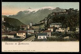AK Bellinzona, Veduta con castelli e montagne