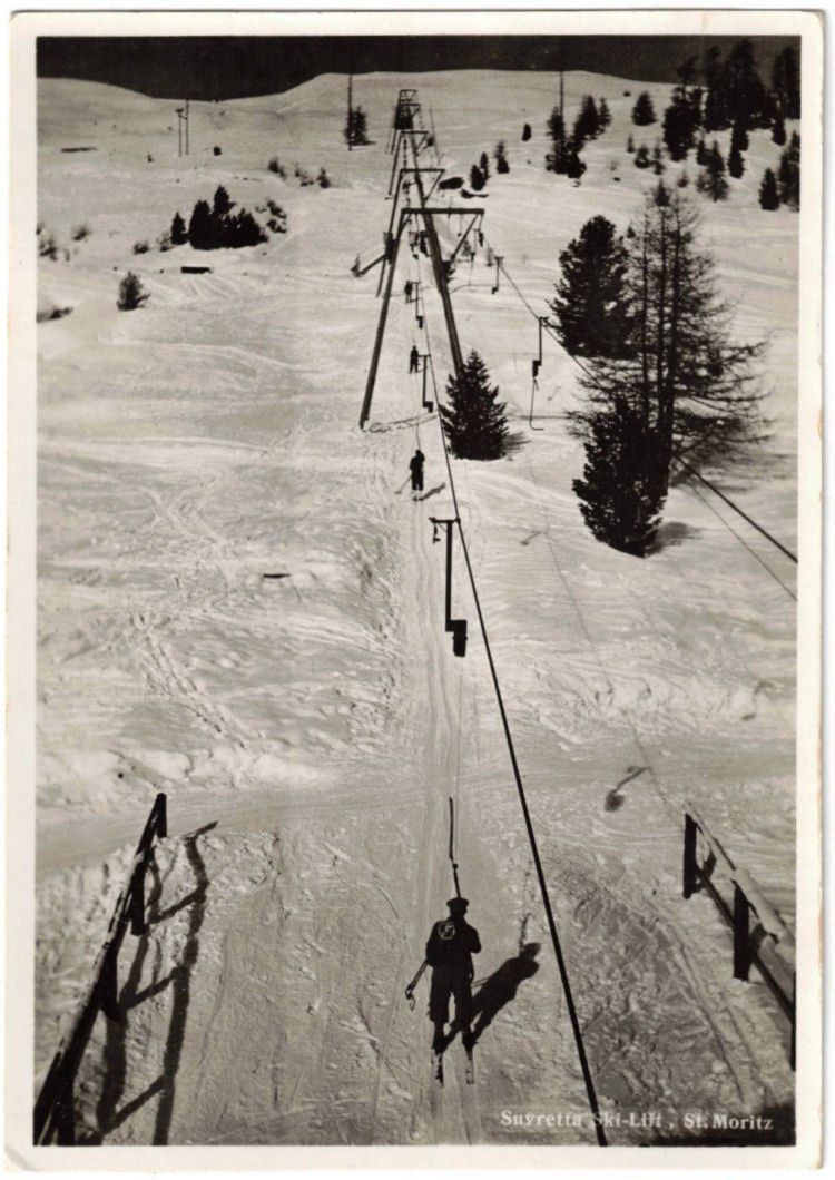 Ansichtskarten: St. Moritz - Skilift Suvretta – Gebraucht aus Binningen von Mountainrider