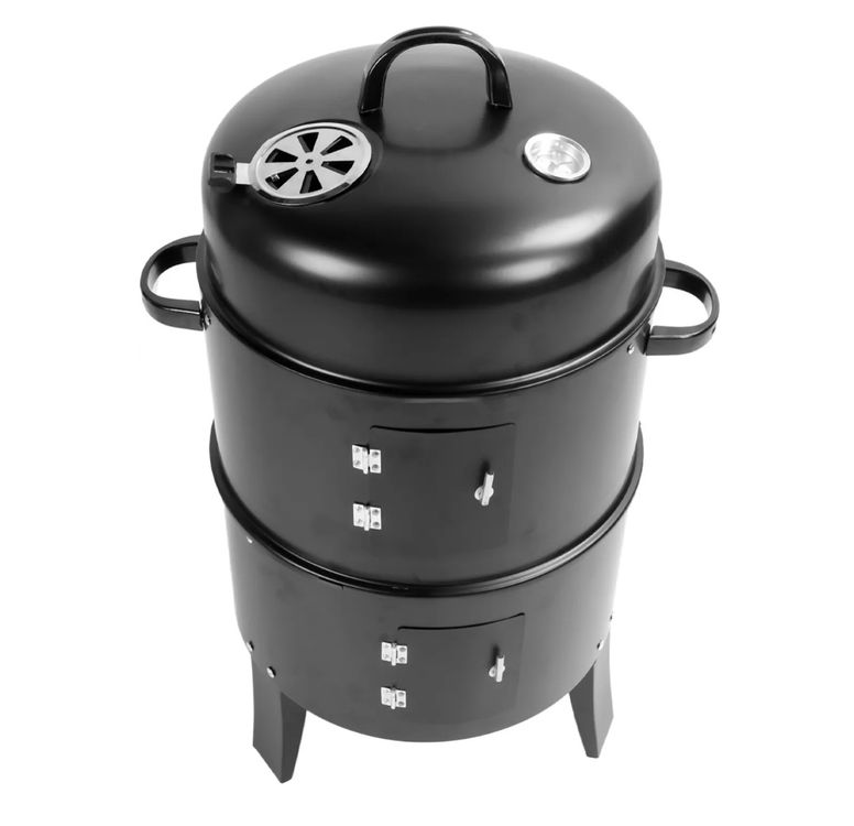 MASTER COOK Holzkohlegrill Mit 2 Beistelltischen – 43,2 Cm, Räuchergrill Für Garten, Camping & Party | Mit Thermometer, Schwenkrädern & Ascheschale