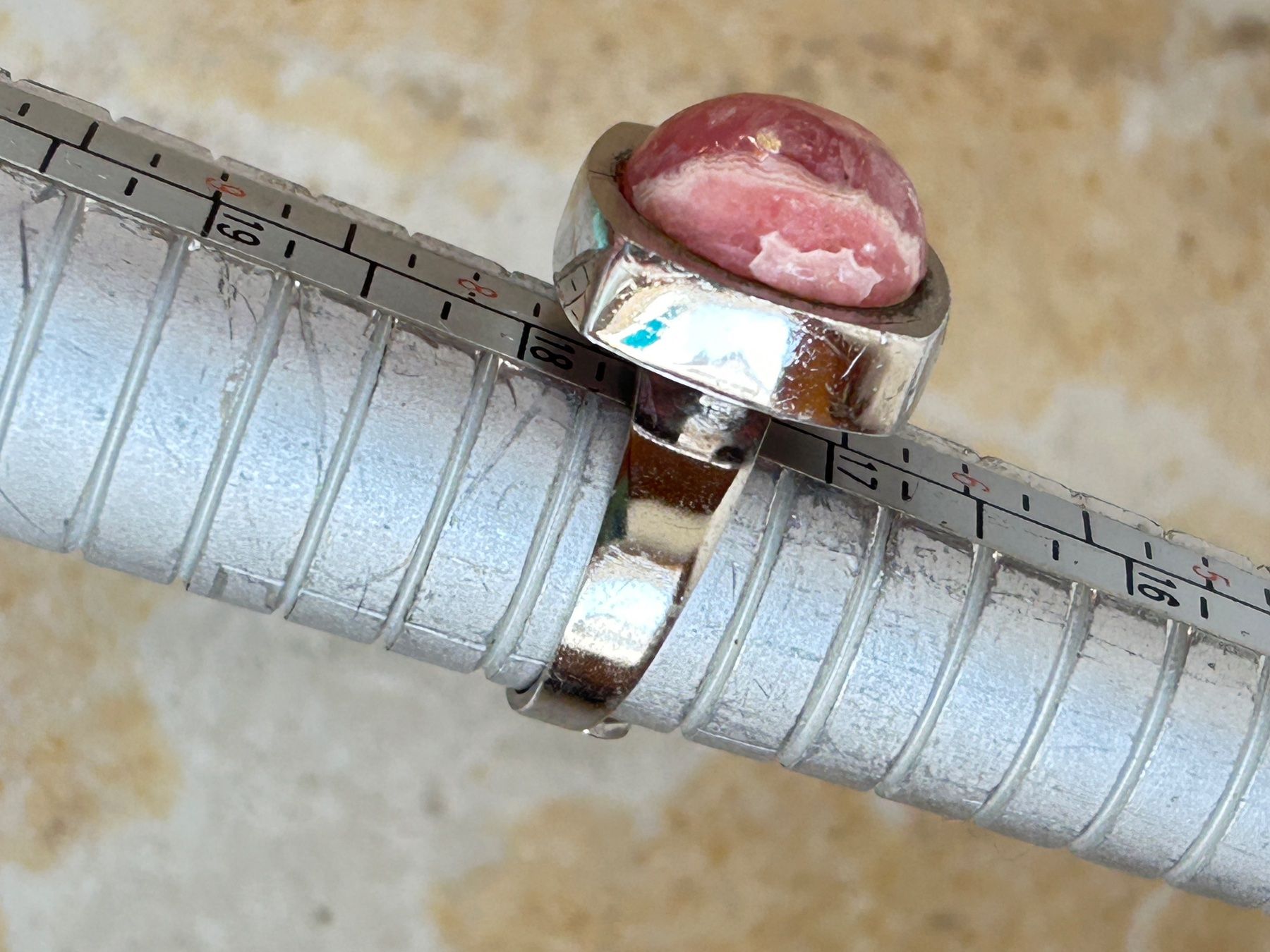 Anelli: Silberring mit Rhodonit Stein, Vintage (55) – Usato da Dittingen venduto da Bellevista 3