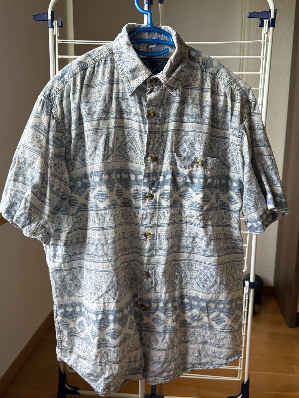 Camicie: Kurzarmhemd Gr. M, blau/weiss gemustert, Sommerhemd, Seem... – Usato da Brunnenthal venduto da Eco07