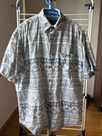 Kurzarmhemd Gr. M, blau/weiss gemustert, Sommerhemd, Seem...