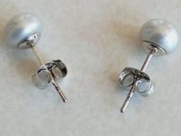 Süsswasser Perlen Ohrstecker, Silber 925 Rhodiniert.