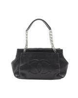 Chanel authentique en cuir noir, chaîne argentée, rare !