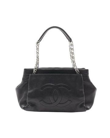 Chanel authentique en cuir noir, chaîne argentée, rare !