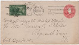 1 Cent Mississippi 1A zentriert auf USA Ganzsache von BOSTON