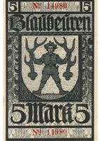 Blaubeuren 5 Mark 01.08.1919VZ+-VZ++