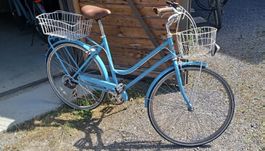 Damen Citybike – Vintage Blau, Shimano, Doppelkorb