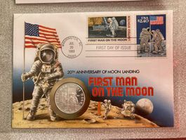 Numisbrief First Man On The Moon, 1989,   999 Silber