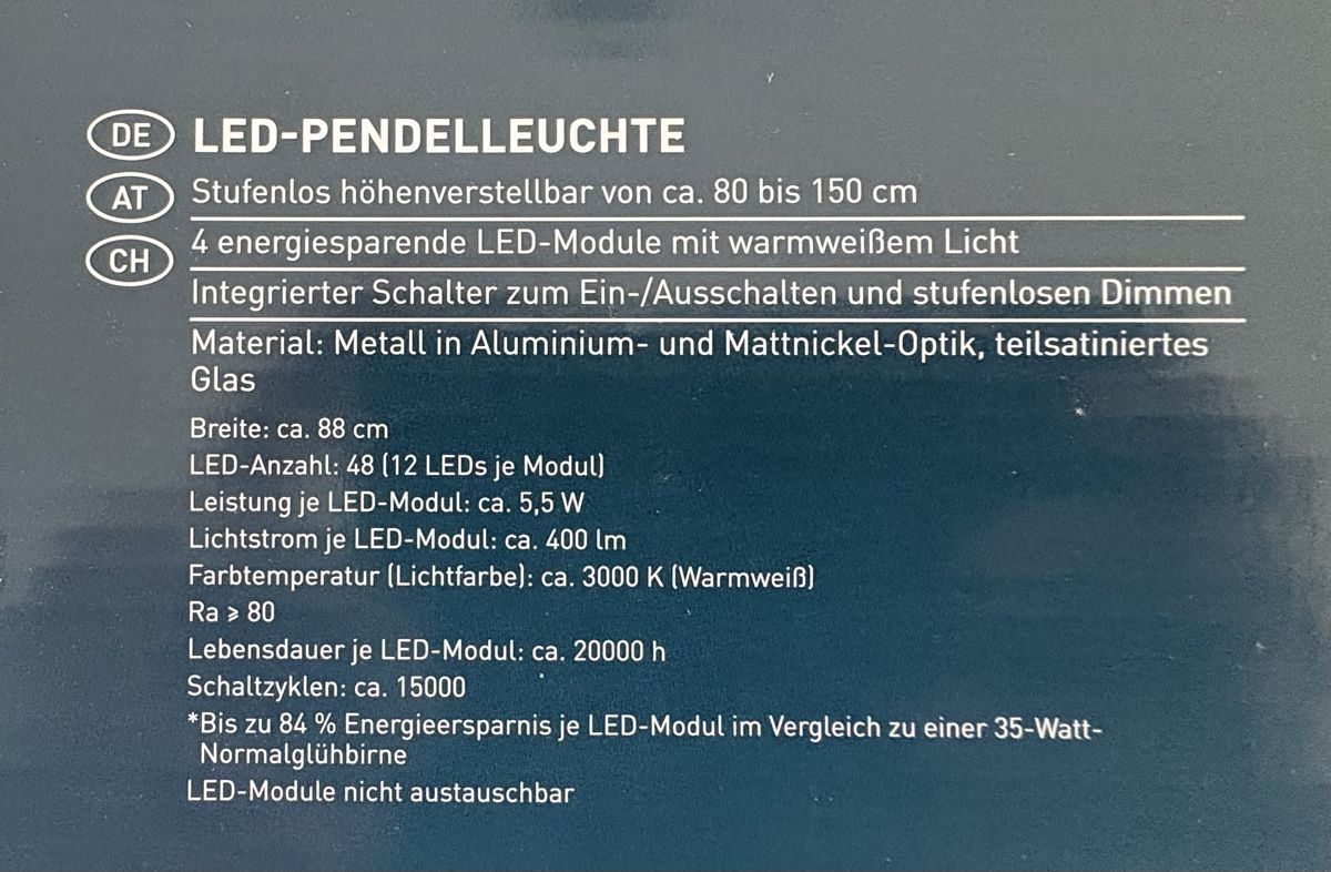 Lampadari & plafoniere: LED-Pendelleuchte 88 cm – Nuovo e nell'imballaggio originale da Steffisburg venduto da LollipopRM69 2