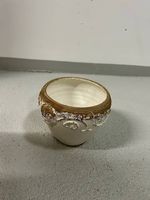 Rustikaler Keramik-Übertopf  Cremeweiss & Braun