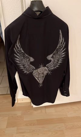 Rawyaltty Hemd Gr. 4 Schwarz mit Strass-Motiv Top!