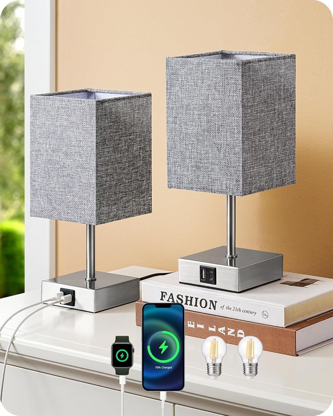 Lampade: 2x LED Nachttischlampe Touch dimmbar mit USB – Nuovo e nell'imballaggio originale da Nuglar venduto da SaleRitter