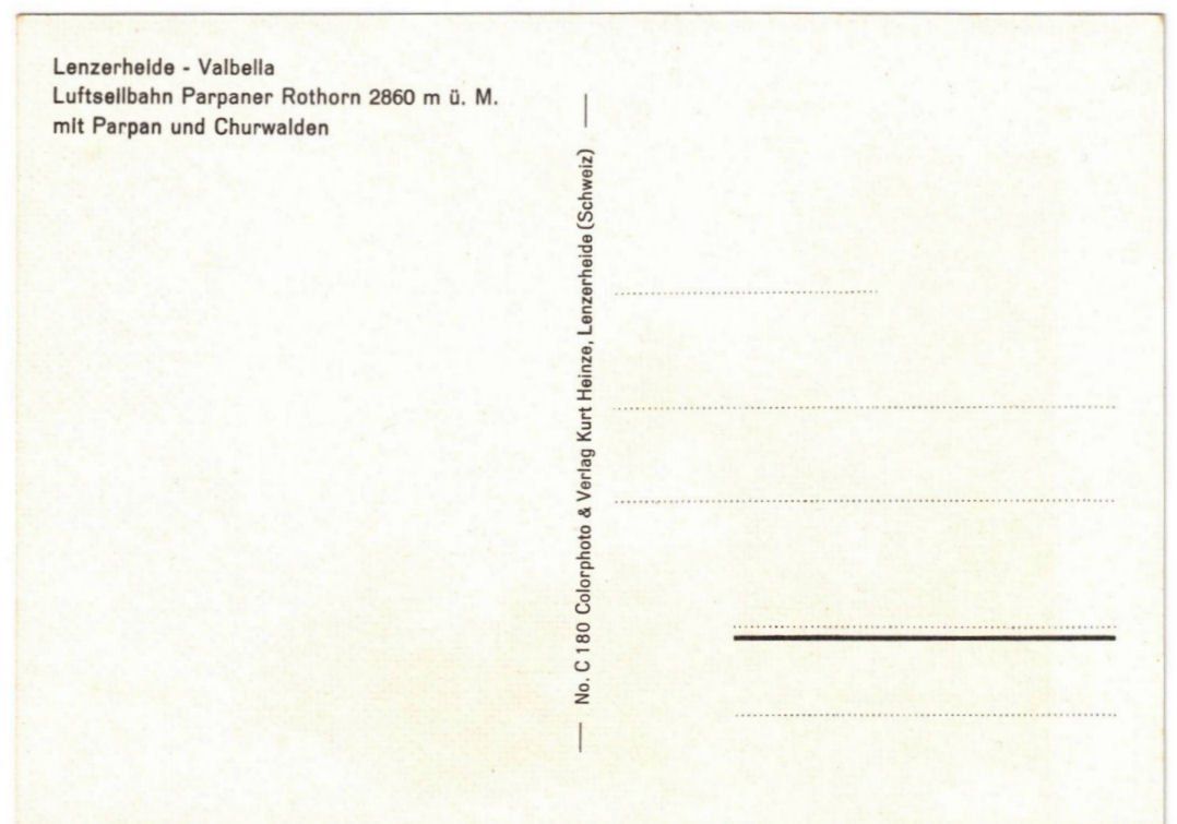 Cartoline postali: Lenzerheide - Luftseilbahn Rothorn 2te Sektion – Usato da Binningen venduto da Mountainrider 1