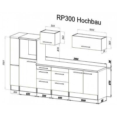 Cucine complete: 085 - Küchenzeile Küchenblock 300cm Eiche/Schwarzglanz – Nuovo e nell'imballaggio originale da Wallenwil venduto da toesstalvertrieb 8