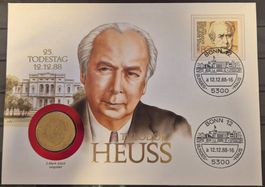 Numisbrief Theodor Heuss 2 DM Münze vergoldet ab 1 Fr.!