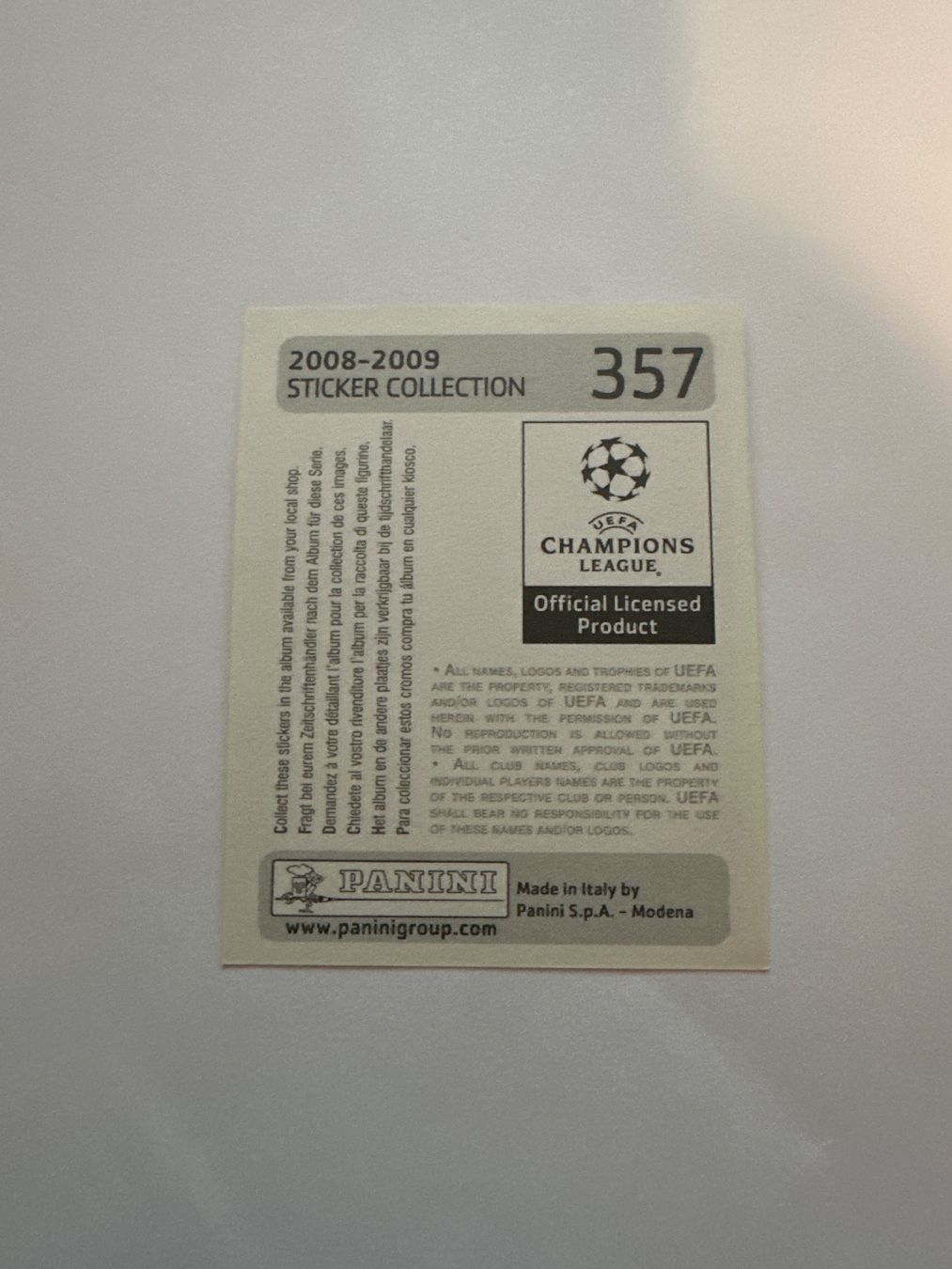 Panini Carte collezionabili: Panini UEFA Champions League 2008-2009 - Nr. 357 – Usato da Sulz AG venduto da DealWerk 1
