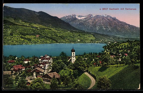 Cartoline postali: AK Sachseln, Panorama mit Sarnersee – Usato da Berlin venduto da bartko-reher