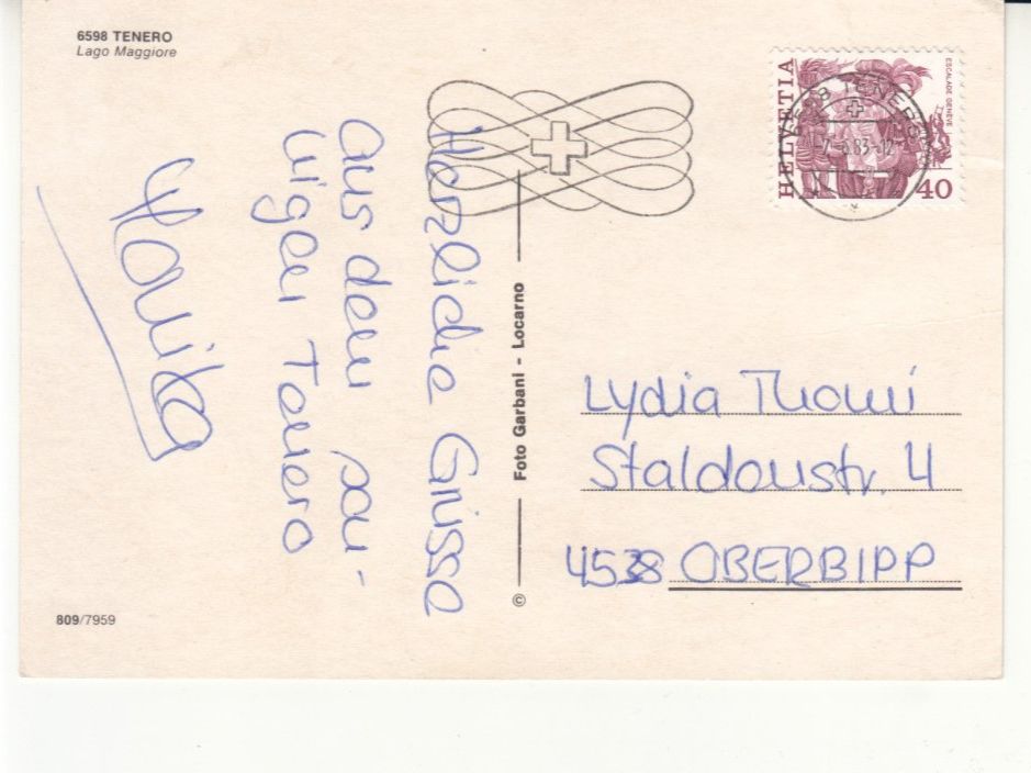 Cartoline postali: Tenero 1983 – Usato da Bürglen TG venduto da StampGraf 1