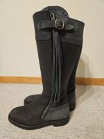Echtleder Stiefel, schwarz-grau Grösse 39, Top Zustand!