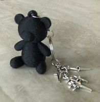 Schlüsselanhänger Teddybär Schwarz mit Sternen, Neu!