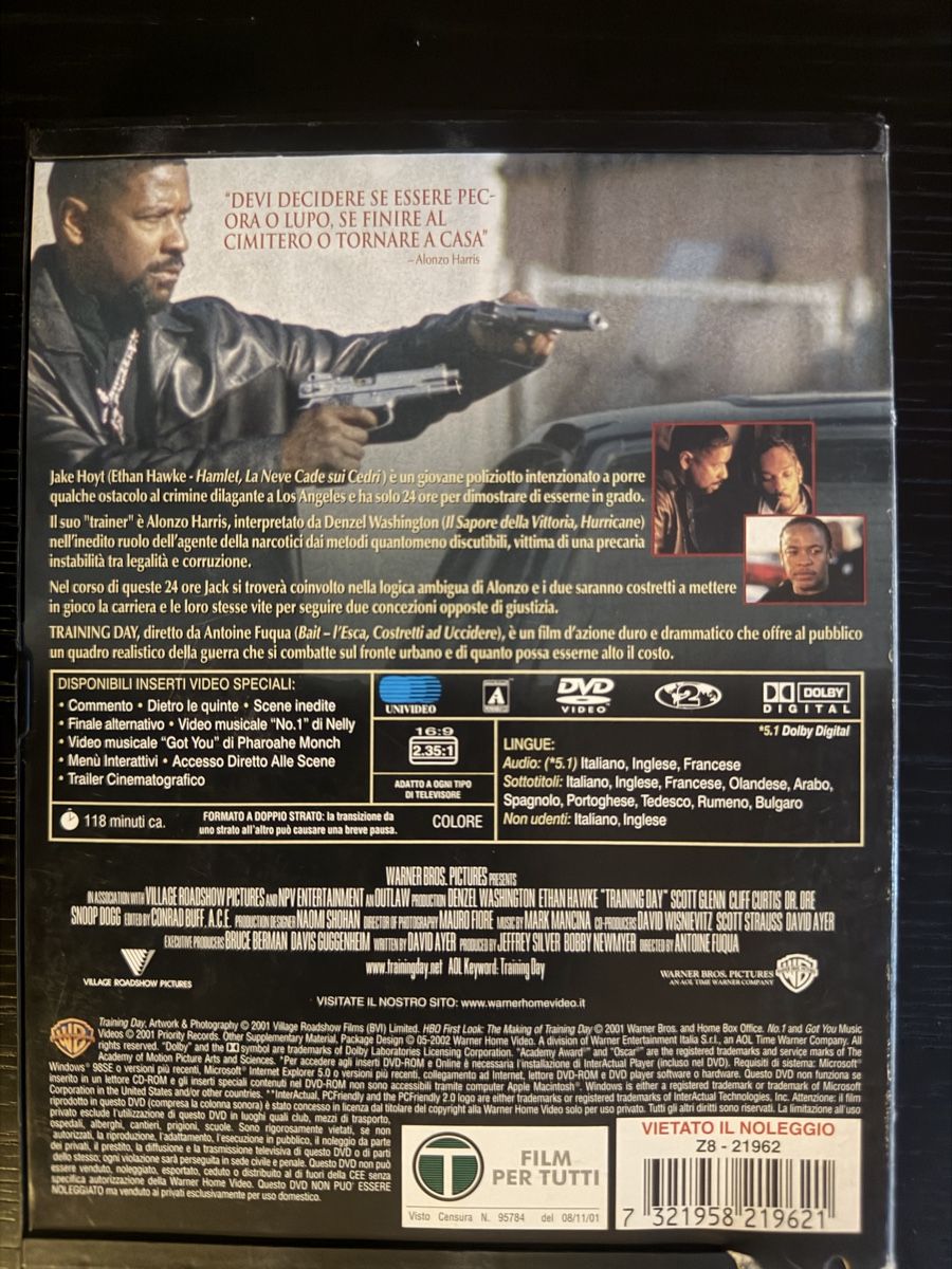 Tutti i DVDs: Training Day Denzel Washington italienische Version – Usato da Lausen venduto da EisAmStiel94 1