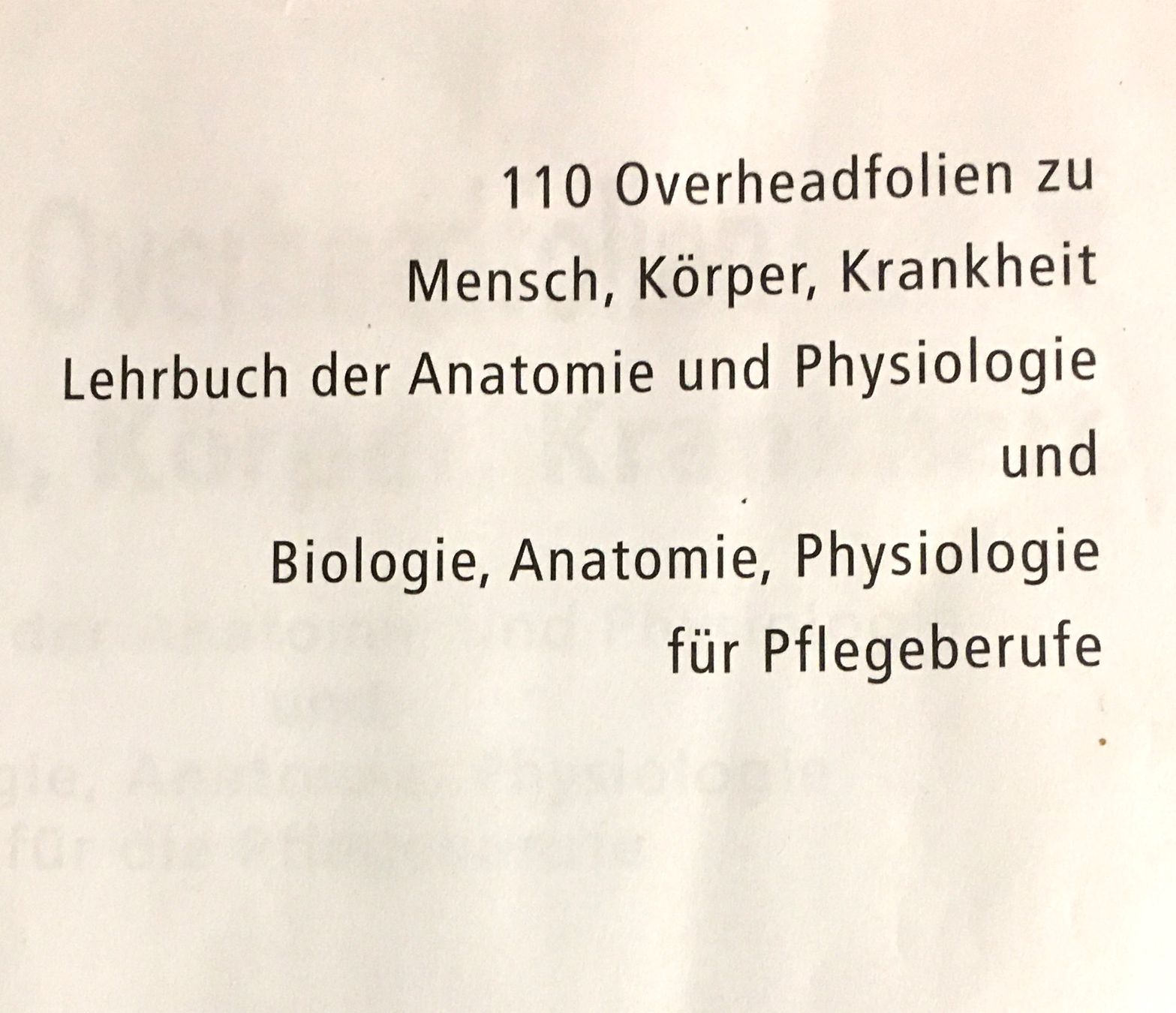 Bücher: Mensch, Körper, Krankheit Overheadfolien – Gebraucht aus Spiez von Agenda01 1