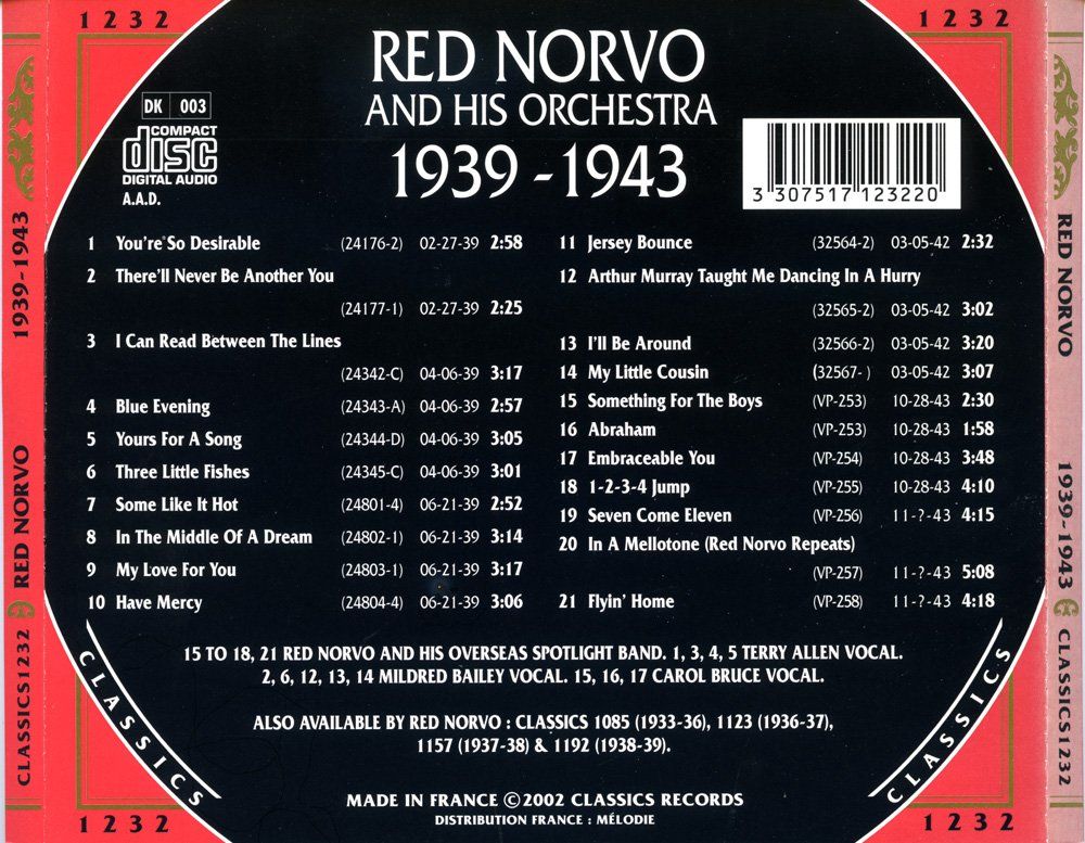 CD: Jazz-CD: Red Norvo 1939 - 1943  (Classics) – Usato da Hochfelden venduto da mue_lhm9 3
