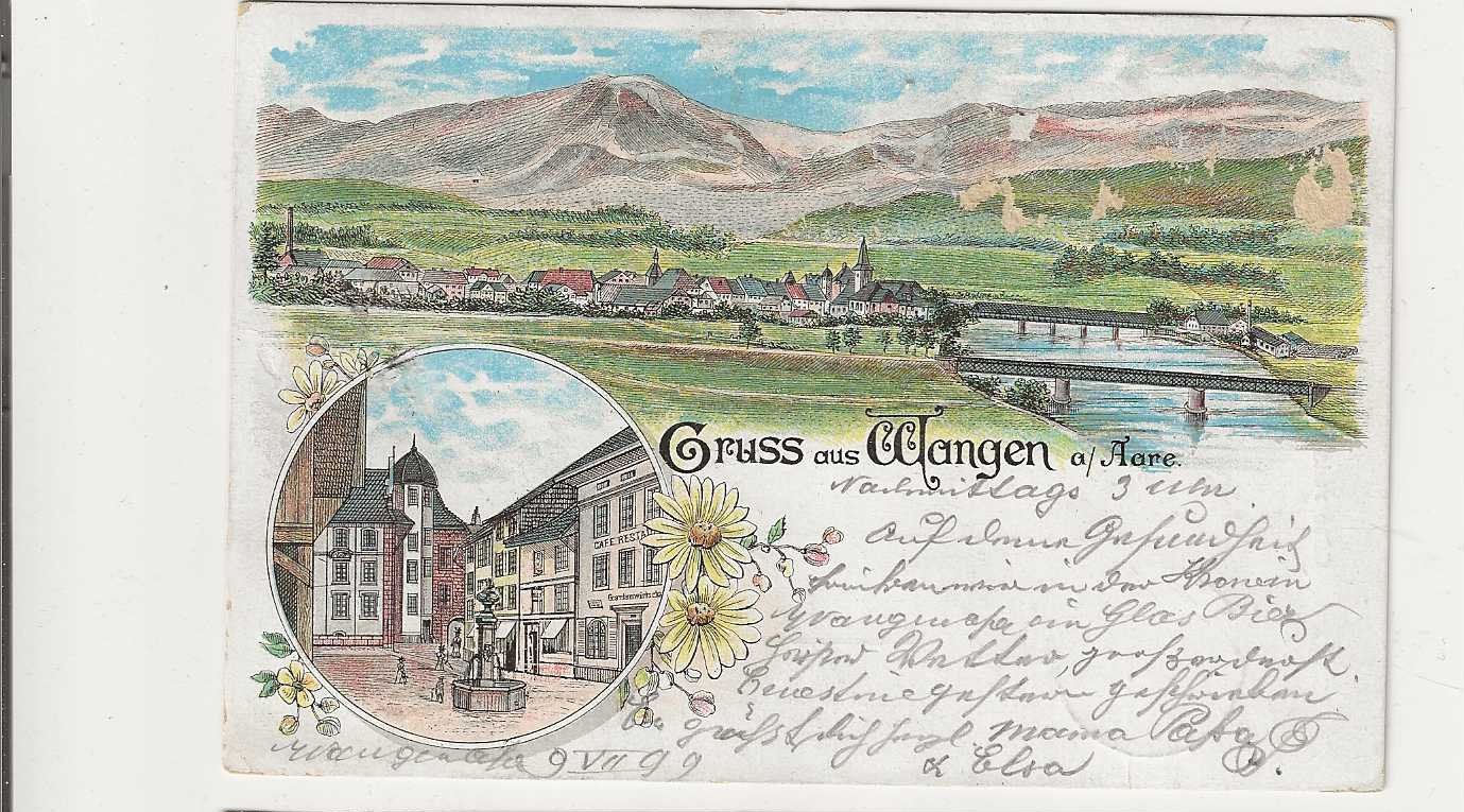 Cartoline postali: Wangen an der Aare, Litho, 1899 – Usato da Spiez venduto da Niesen20
