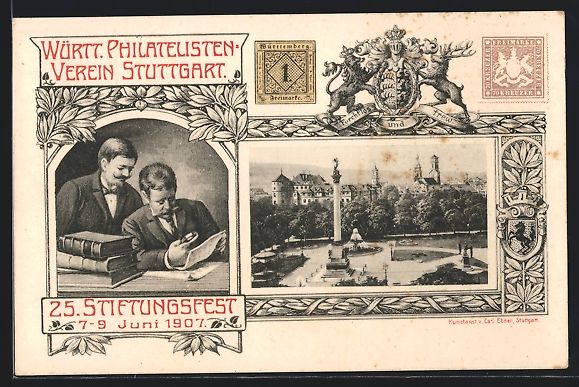 Cartoline postali: Stuttgart, Württ. Philatelisten Verein, – Usato da Berlin venduto da bartko-reher