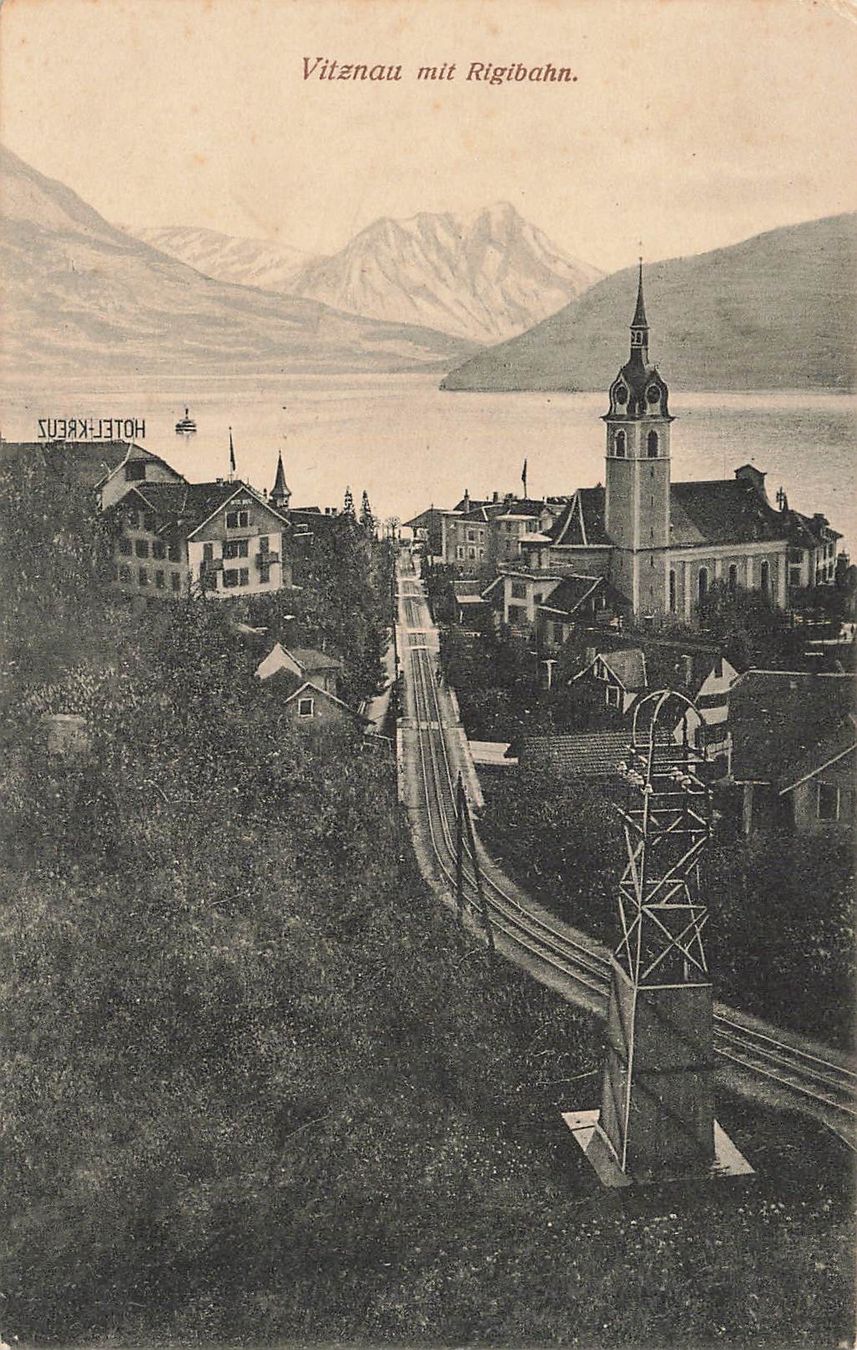 Cartoline postali: Vitenau mit rigi bahn Eisenbahn – Usato da Biasca venduto da Blenio71