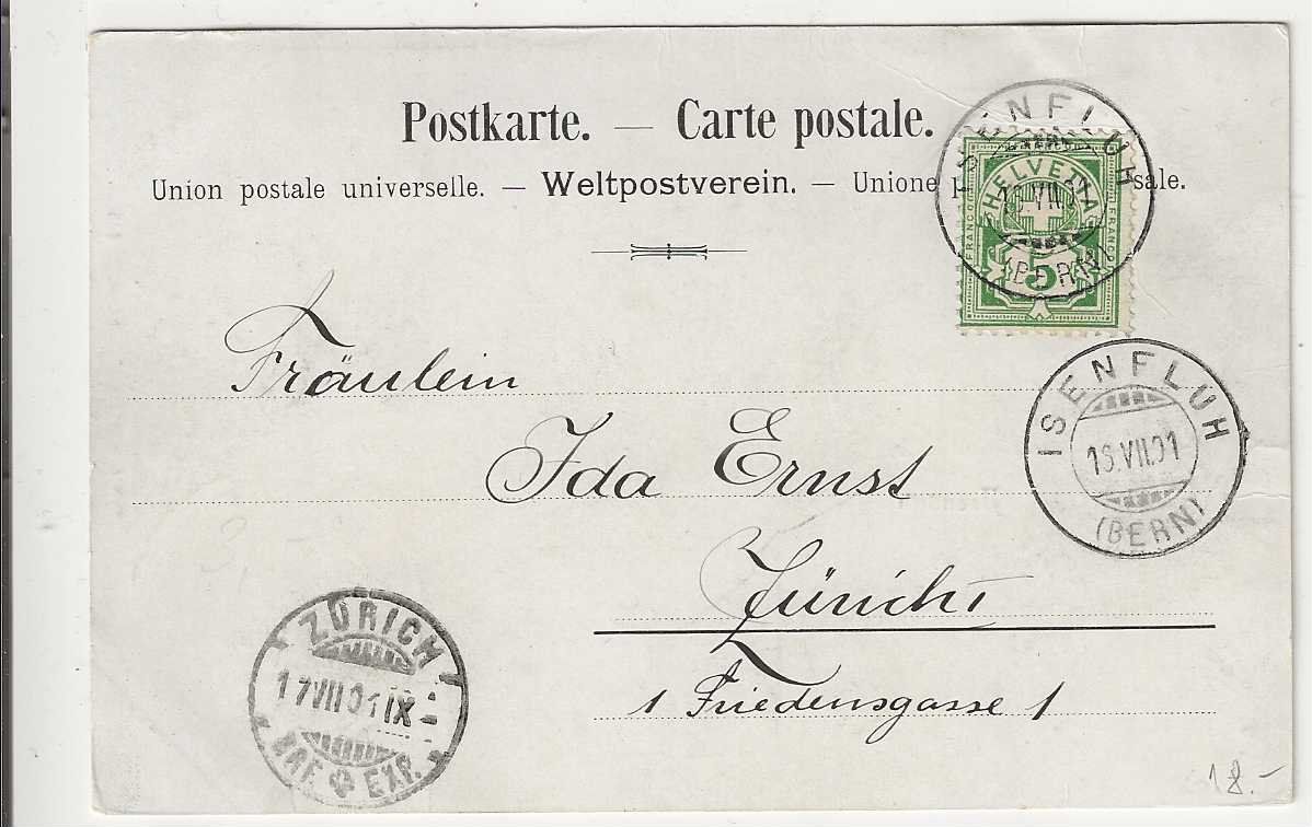 Cartoline postali: Isenfluh,  Litho, 1901 – Usato da Spiez venduto da Niesen20 1