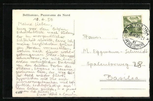 Cartoline postali: Bellinzona, Blick über den Bahnhof auf  – Usato da Berlin venduto da bartko-reher 1